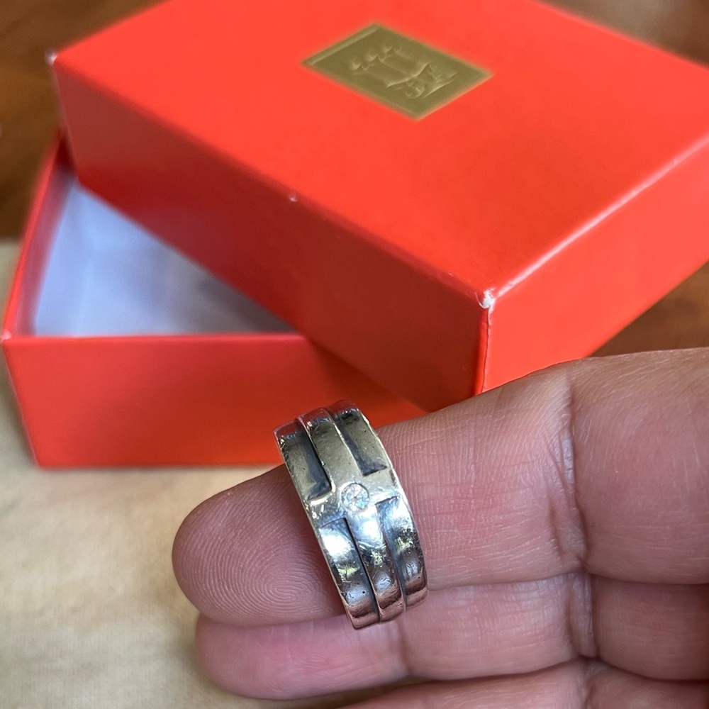 Retired James Avery Diamond Cross Band Ring Sterling Silver Size 11